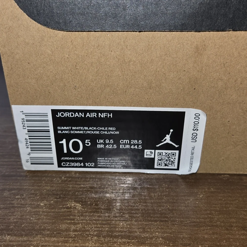 Jordan Air NFH White Chile Red Sneakers 10.5m